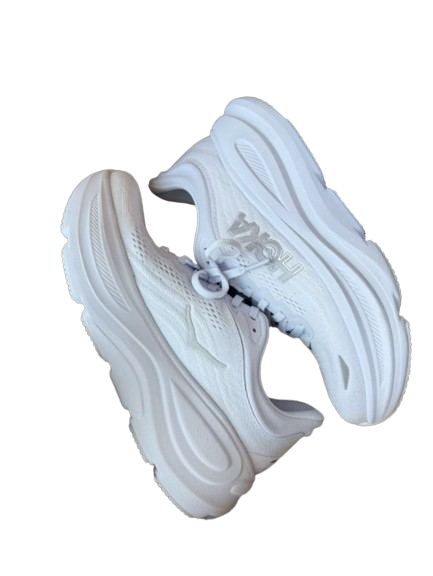 White Hoka running shoes